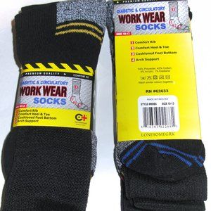 6 Pairs Mens Diabetic Cushioned Non Binding Cotton Blend Mid Calf Work Socks